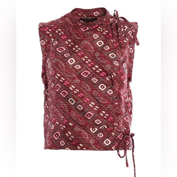 Isabel Marant Tops - Isabel Marant Maroon Sleeveless 100% Silk Theo Blouse Mandarin Collar sz 34